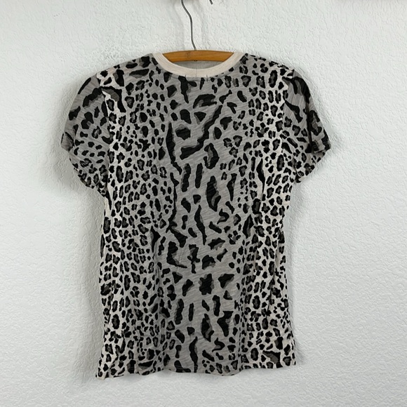 ATM Anthony Thomas Melillo Gray Black Leopard Print Schoolboy Crew T-shirt - Picture 7 of 9